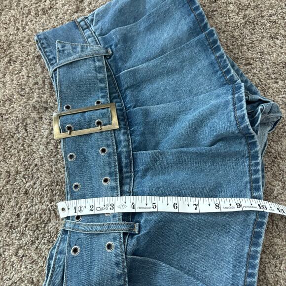 NWT Edikted Denim Pleated Low Rise Micro Mini Skort Sz M 90s y2k - Picture 5 of 9